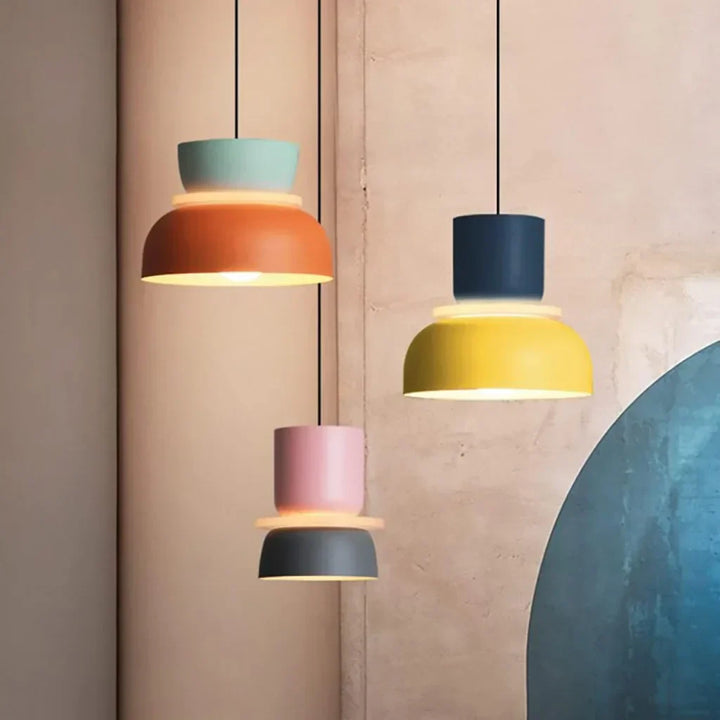 Lisslune | Nordic Color Block Pendant Light Fixture - Modern Hanging Lamp for Kitchen & Dining Room