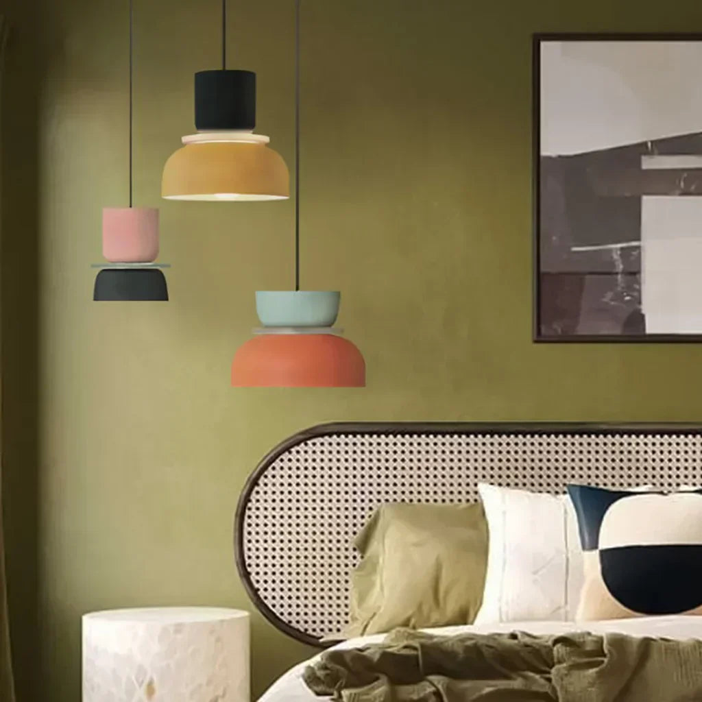 Lisslune | Nordic Color Block Pendant Light Fixture - Modern Hanging Lamp for Kitchen & Dining Room