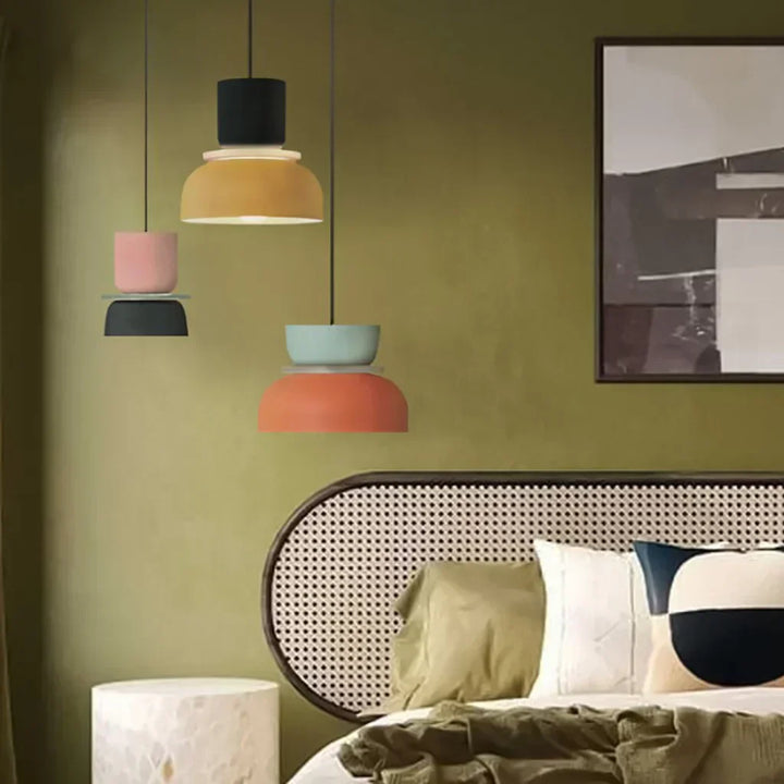 Lisslune | Nordic Color Block Pendant Light Fixture - Modern Hanging Lamp for Kitchen & Dining Room