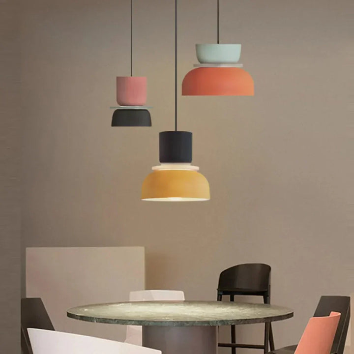 Lisslune | Nordic Color Block Pendant Light Fixture - Modern Hanging Lamp for Kitchen & Dining Room