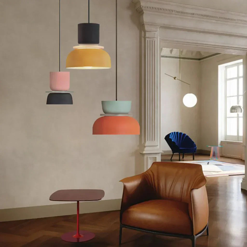 Lisslune | Nordic Color Block Pendant Light Fixture - Modern Hanging Lamp for Kitchen & Dining Room