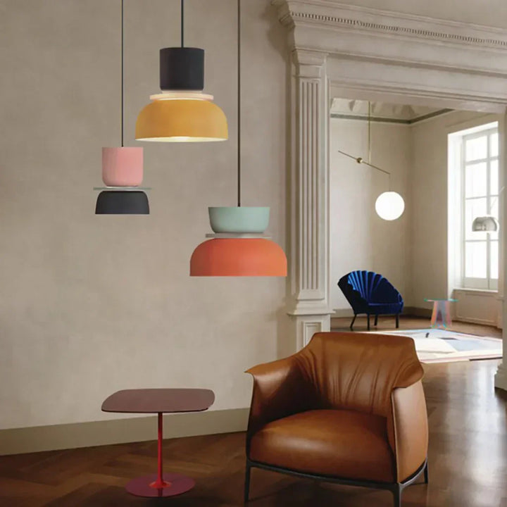 Lisslune | Nordic Color Block Pendant Light Fixture - Modern Hanging Lamp for Kitchen & Dining Room