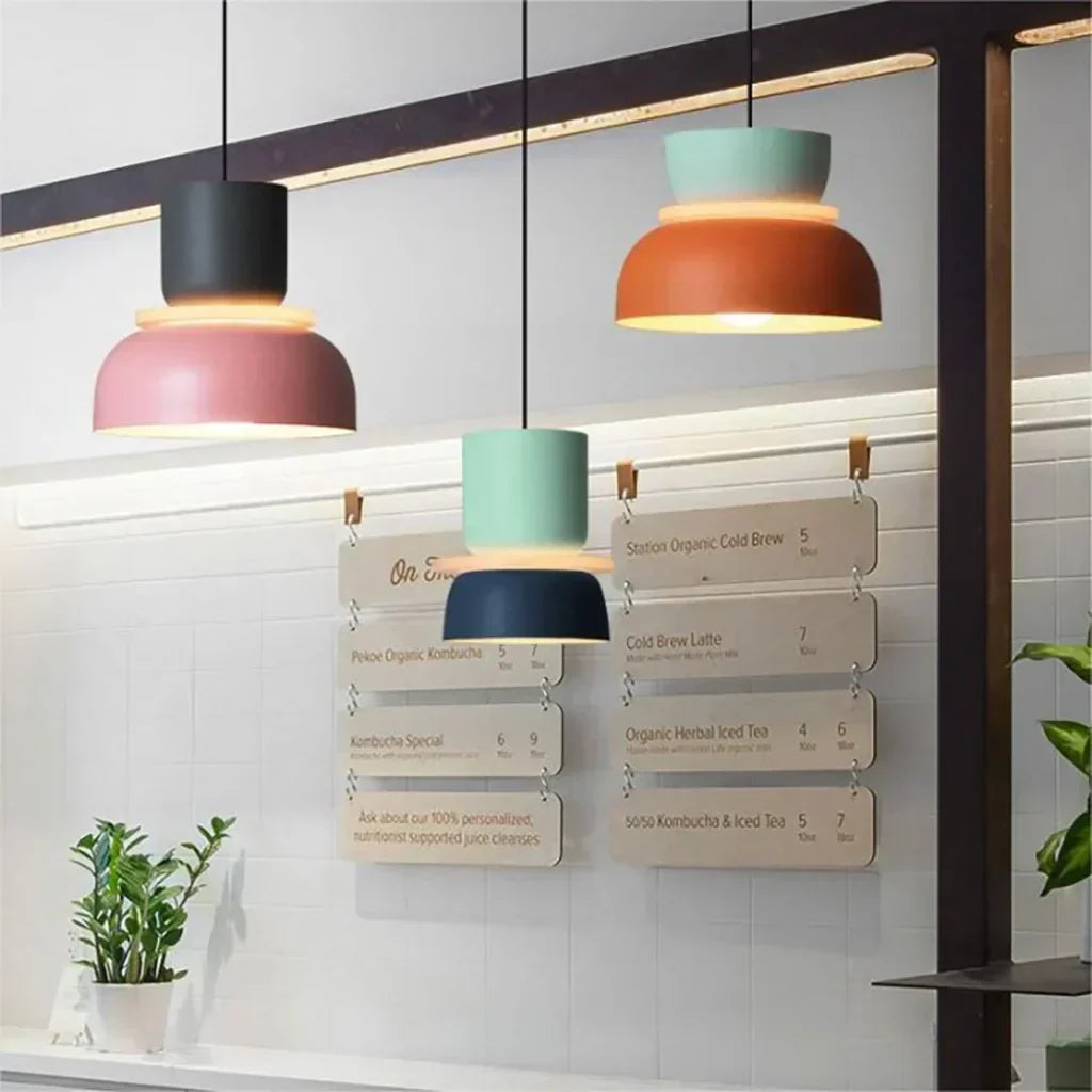 Lisslune | Nordic Color Block Pendant Light Fixture - Modern Hanging Lamp for Kitchen & Dining Room