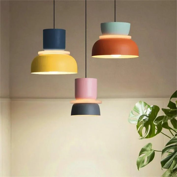 Lisslune | Nordic Color Block Pendant Light Fixture - Modern Hanging Lamp for Kitchen & Dining Room