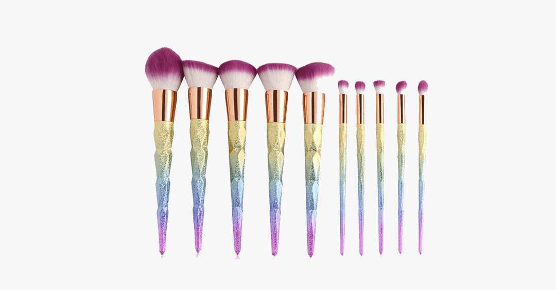 Lisslune | Rainbow Makeup 10-piece Brush Set - Add some rainbow sparkle to your makeup collection