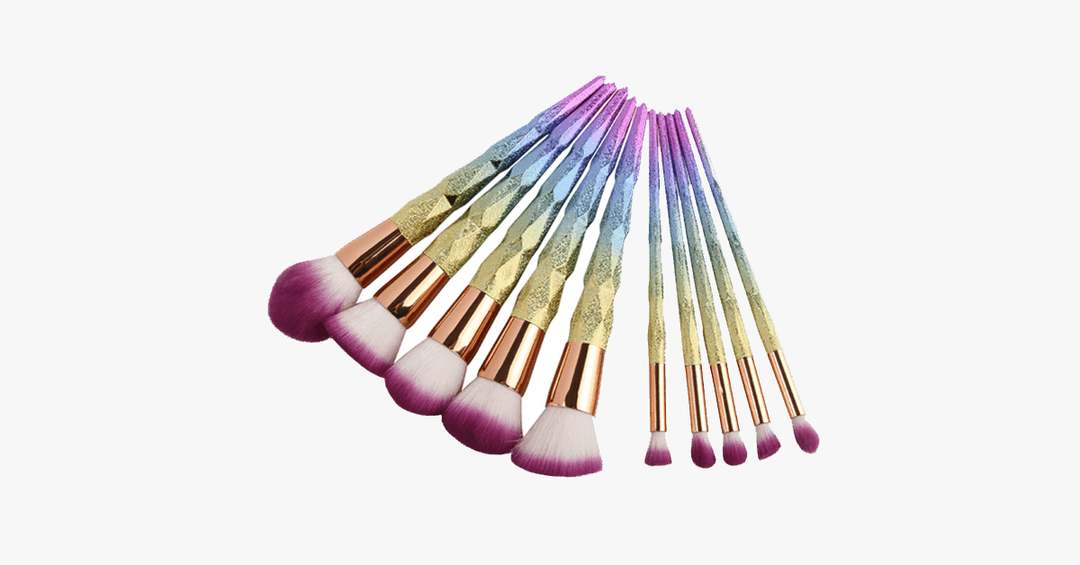Lisslune | Rainbow Makeup 10-piece Brush Set - Add some rainbow sparkle to your makeup collection