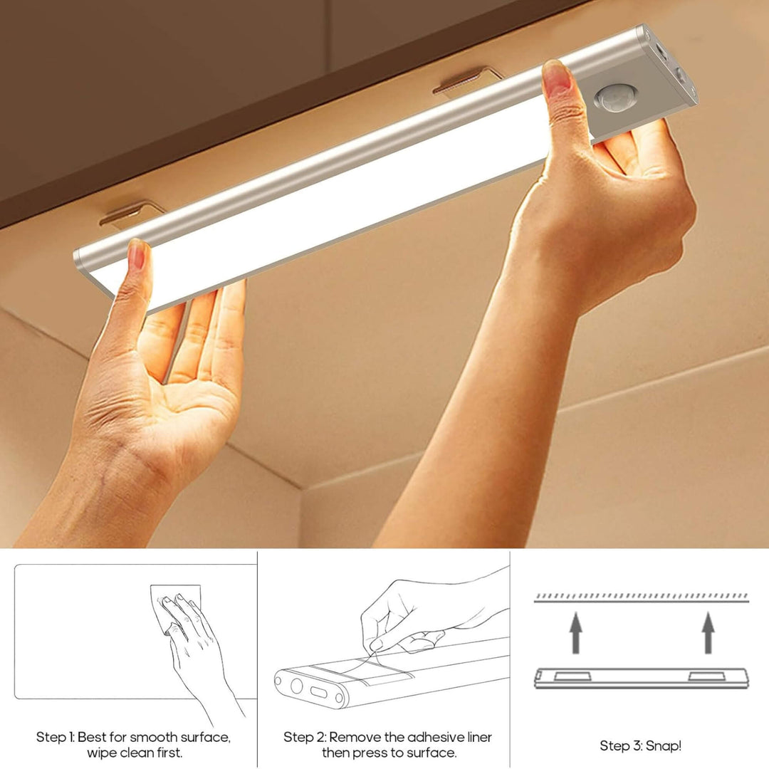 Lisslune | Magnetic Motion Sensor Light | Modern Silver Design, USB Rechargeable & Easy-to-Mount for Home Safety and Ambiance