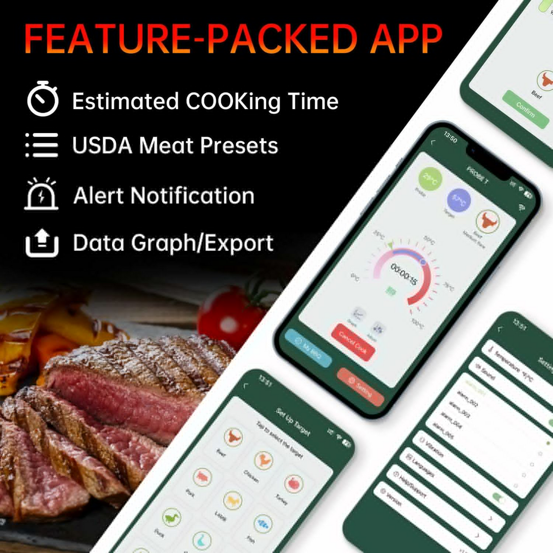 Lisslune | MeatIQ Digital Meat Thermometer with Wireless Probe – Perfect for Precise Cooking Temperatures Every Time