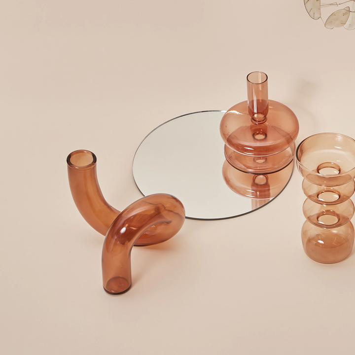 Rynx Colored Glass Twisted Candle Holder