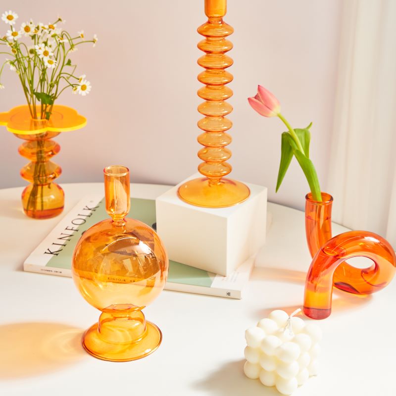 Rynx Colored Glass Twisted Candle Holder