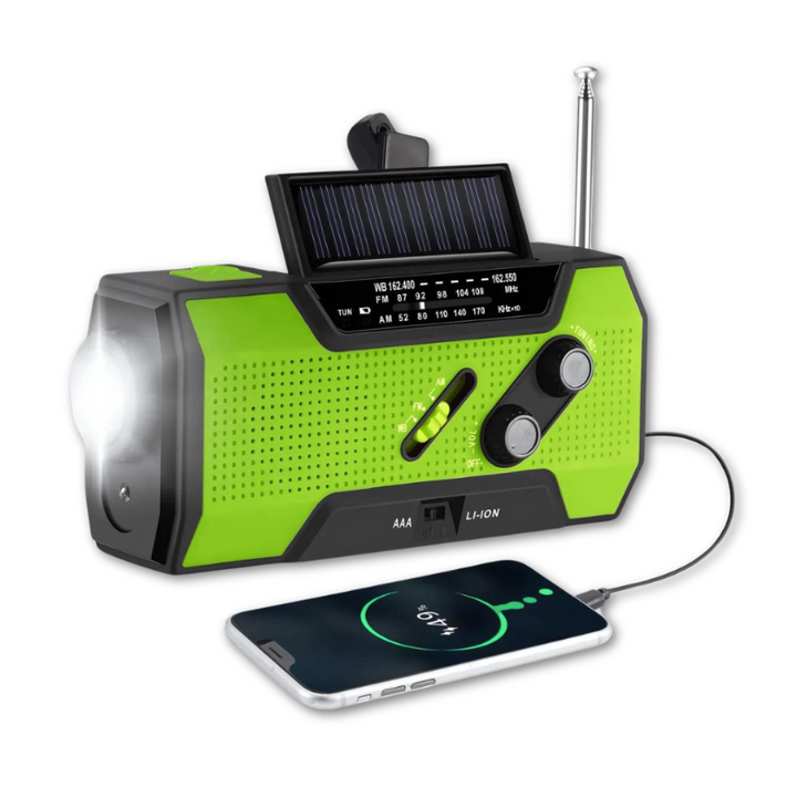 Lisslune | All-In-One Emergency Radio | 4000mAh Battery, Solar & Hand Crank Charging for Outdoor Adventures and Emergency Preparedness