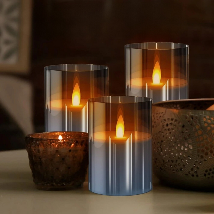 Lisslune | LED Ambient Candle Lights | Realistic Flame Aura, Customizable Brightness & Timer Settings for Home Decor and Events