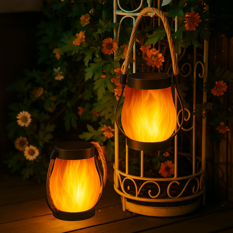 Lisslune | Solar-Powered Outdoor Lantern | Realistic Flame Effect, All-Weather Proof & Ideal for Cozy Evenings on the Patio or Balcony