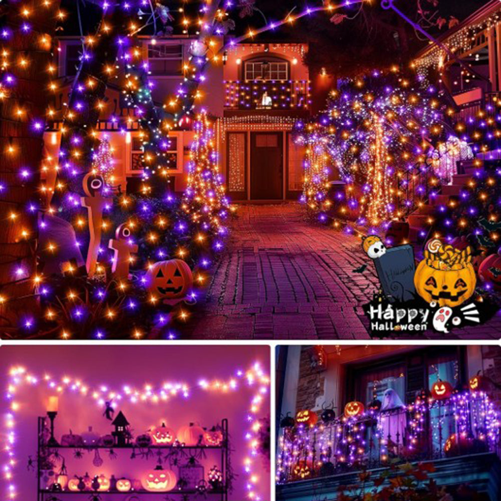 Lisslune | Halloween LED String Lights – Purple and Orange Fairy Lights for Outdoor Terrace, Garden, Street, Home, Christmas, and Party Decor