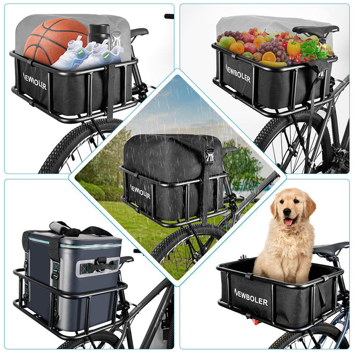 Lisslune | Heavy-Duty Rear Bike Basket with Rack – Large Metal Bicycle Carrier for Groceries, Commutes & E-Bikes