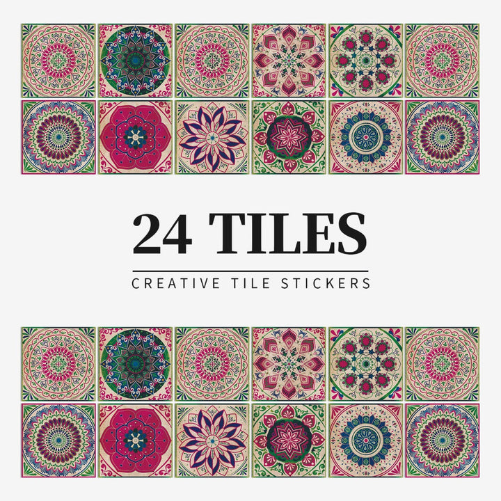 Lisslune | Mandaluxe – 24-Piece European Mandala Tile Set | Peel & Stick Decorative Vinyl Tiles