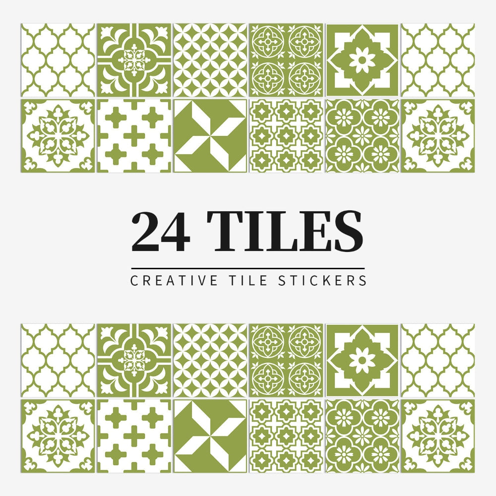Lisslune | Mandaluxe – 24-Piece European Mandala Tile Set | Peel & Stick Decorative Vinyl Tiles