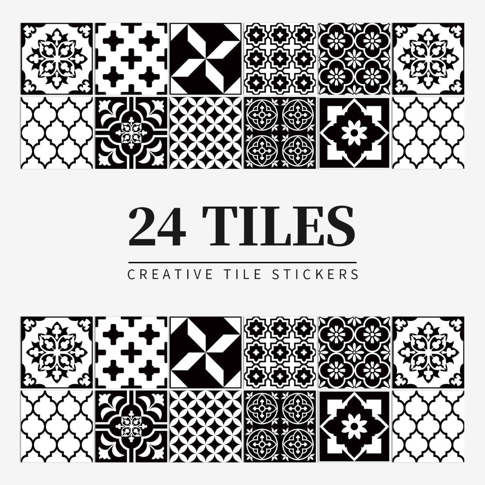 Lisslune | Mandaluxe – 24-Piece European Mandala Tile Set | Peel & Stick Decorative Vinyl Tiles
