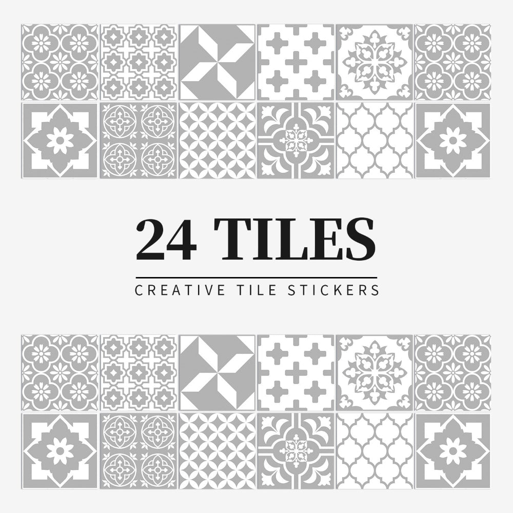 Lisslune | Mandaluxe – 24-Piece European Mandala Tile Set | Peel & Stick Decorative Vinyl Tiles