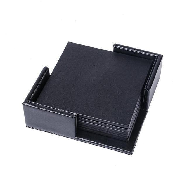 Lisslune | Coastline Vegan Leather Coaster Set | Marble Look | Stylish Protection for Surfaces