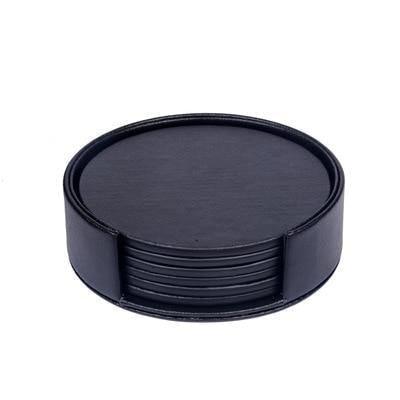 Lisslune | Coastline Vegan Leather Coaster Set | Marble Look | Stylish Protection for Surfaces