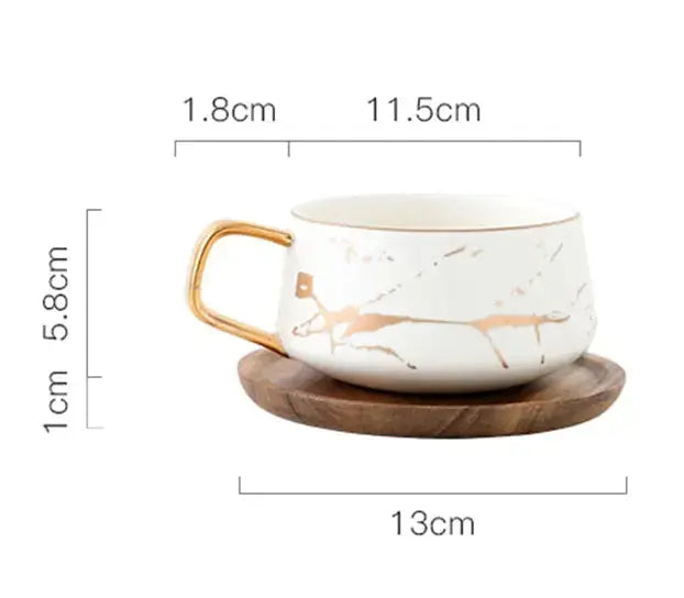 Lisslune | Marble Pattern Coffee Mug with Gold Decoration