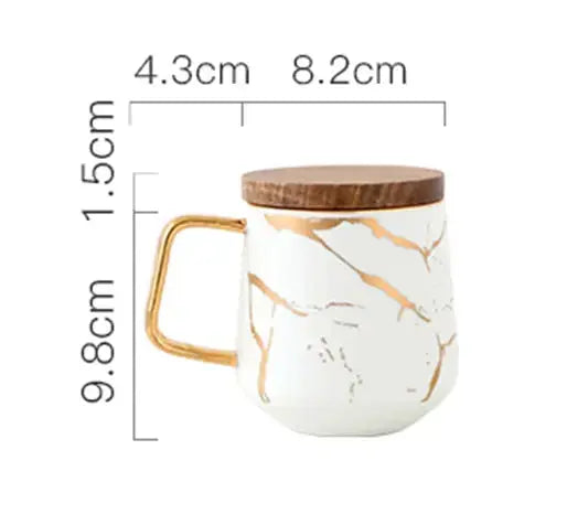 Lisslune | Marble Pattern Coffee Mug with Gold Decoration