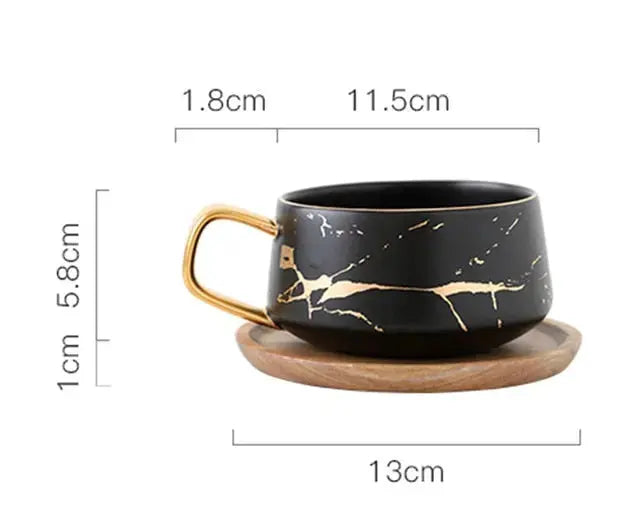 Lisslune | Marble Pattern Coffee Mug with Gold Decoration