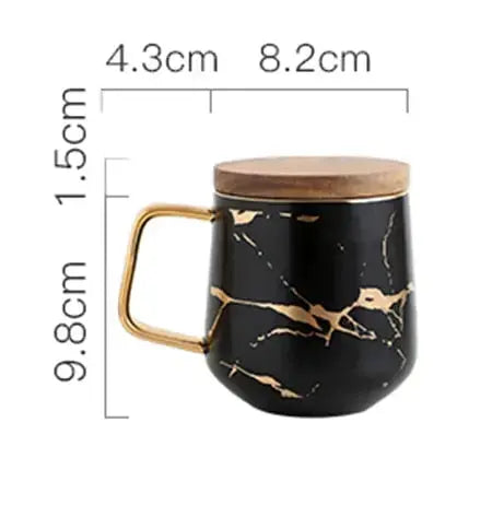 Lisslune | Marble Pattern Coffee Mug with Gold Decoration