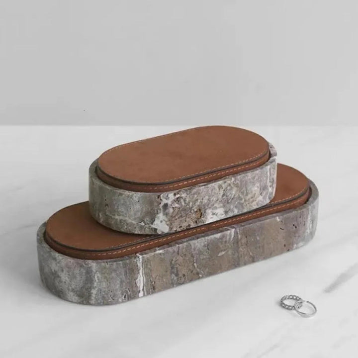Lisslune | Marble Leather Lid Jewelry Storage Box