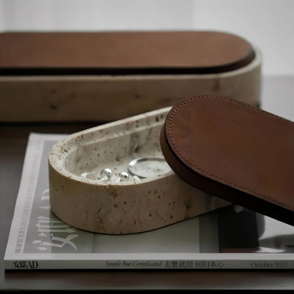 Lisslune | Marble Leather Lid Jewelry Storage Box