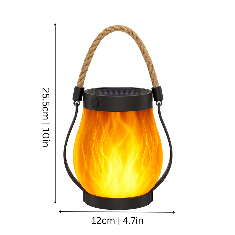 Lisslune | Solar-Powered Outdoor Lantern | Realistic Flame Effect, All-Weather Proof & Ideal for Cozy Evenings on the Patio or Balcony