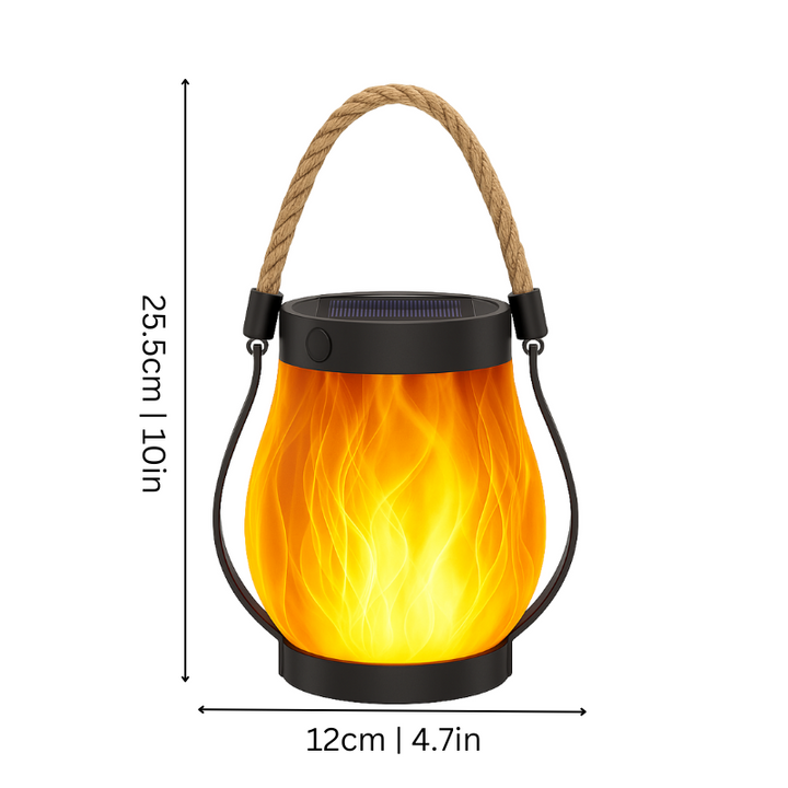Lisslune | Solar-Powered Outdoor Lantern | Realistic Flame Effect, All-Weather Proof & Ideal for Cozy Evenings on the Patio or Balcony