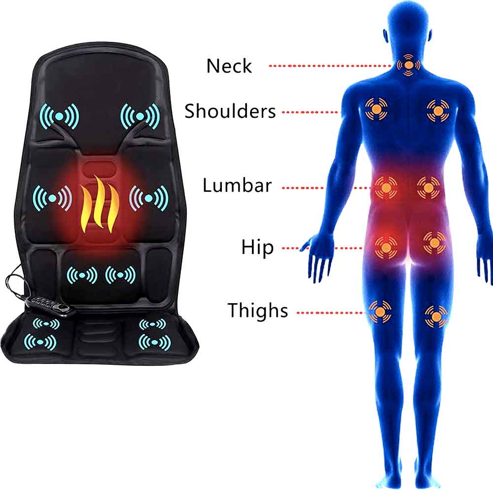 Lisslune | Fashion massage chair pad with heated neck pillow for car and home