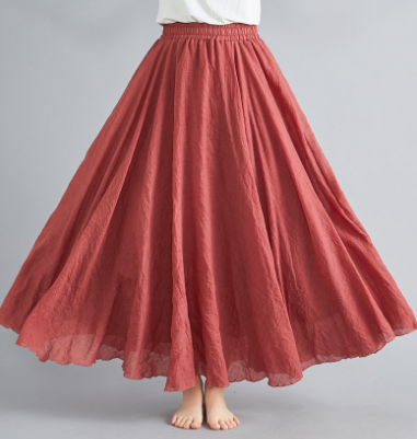 Lisslune |Skirt Cotton High Waist Bell Skirt Boho Skirt