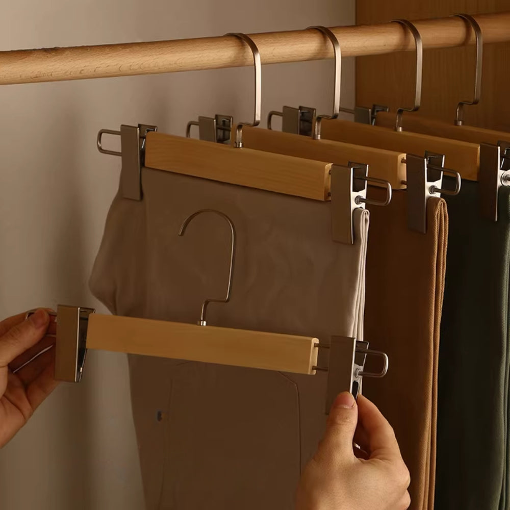 Lisslune | Maxwell Premium Wood Pants Hangers with Clips