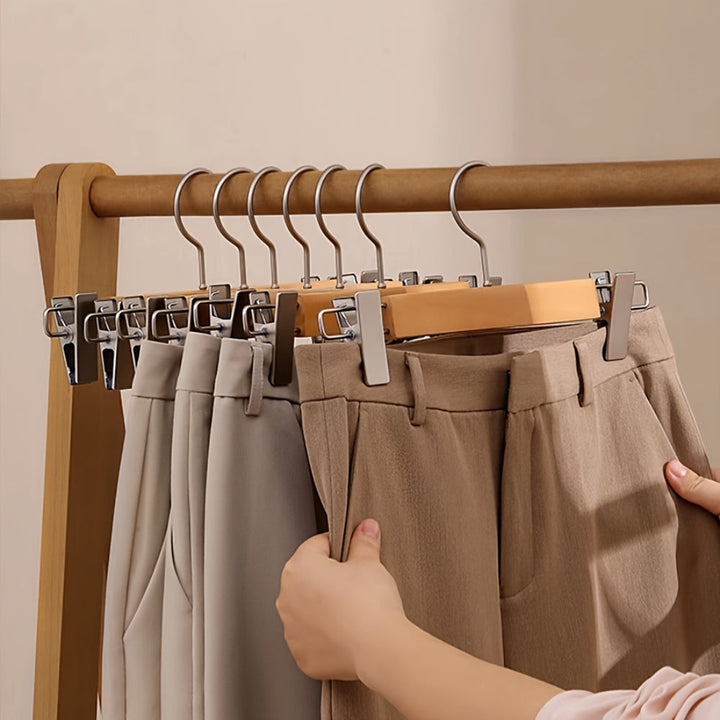 Lisslune | Maxwell Premium Wood Pants Hangers with Clips