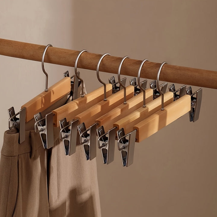Lisslune | Maxwell Premium Wood Pants Hangers with Clips