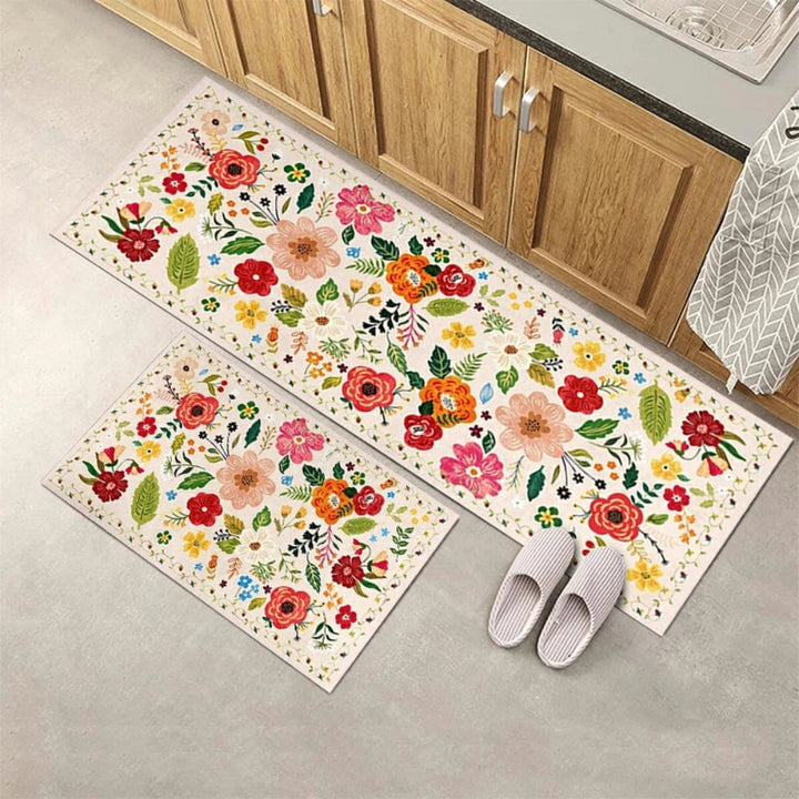 Lisslune | Meadow Boho Floral Kitchen Mat Set