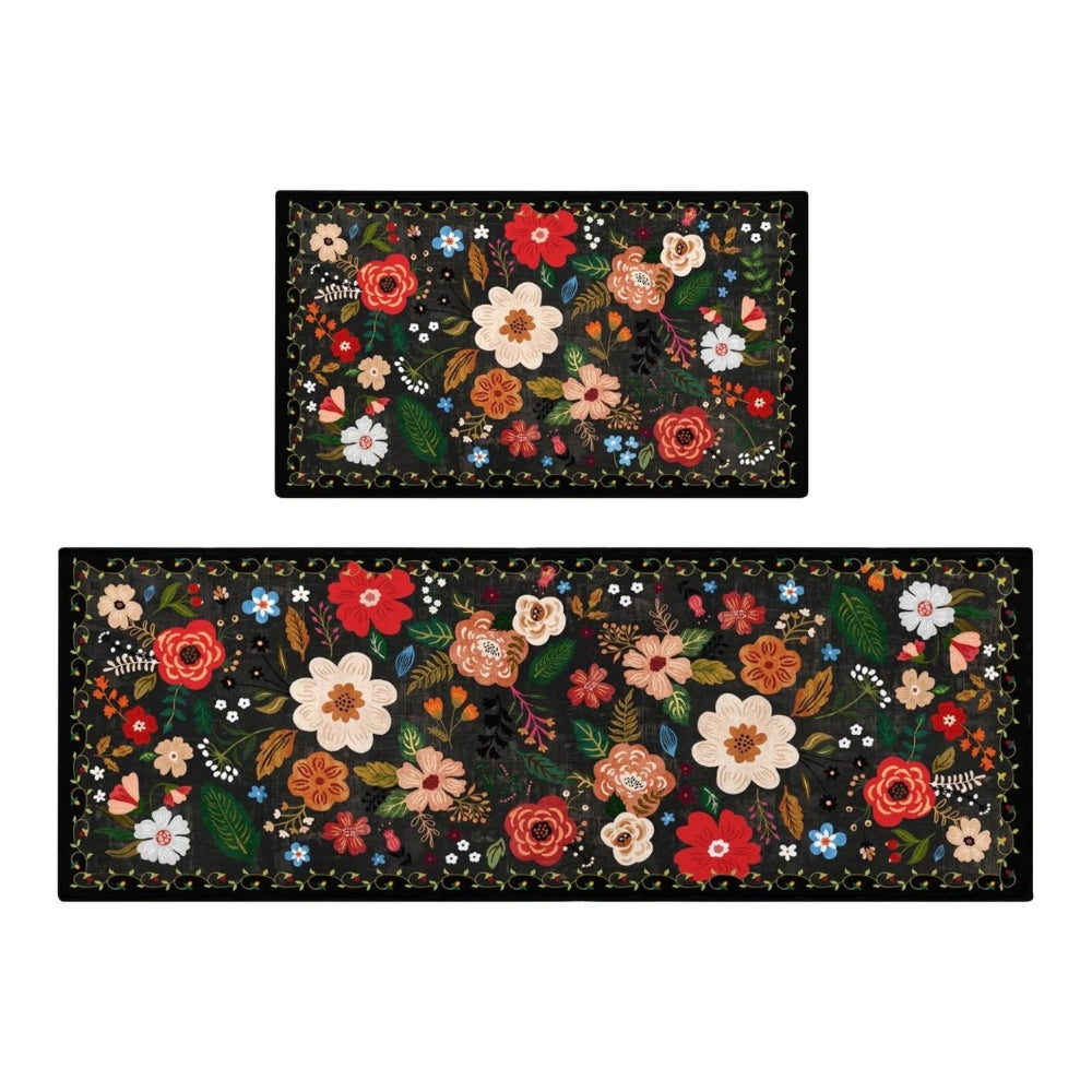 Lisslune | Meadow Boho Floral Kitchen Mat Set