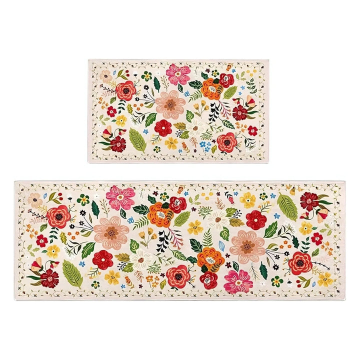 Lisslune | Meadow Boho Floral Kitchen Mat Set
