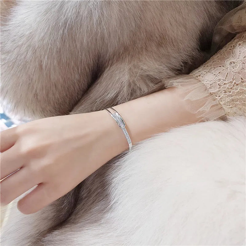 Lisslune | Open bracelet made of 925 sterling silver with zirconia