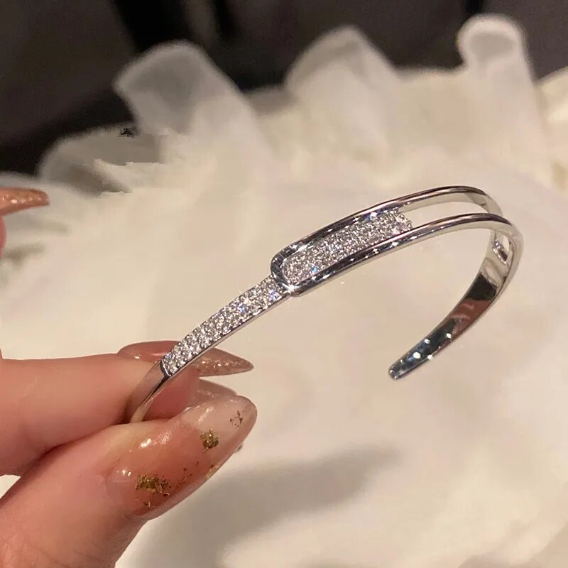 Lisslune | Open bracelet made of 925 sterling silver with zirconia