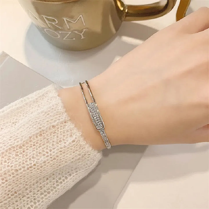 Lisslune | Open bracelet made of 925 sterling silver with zirconia