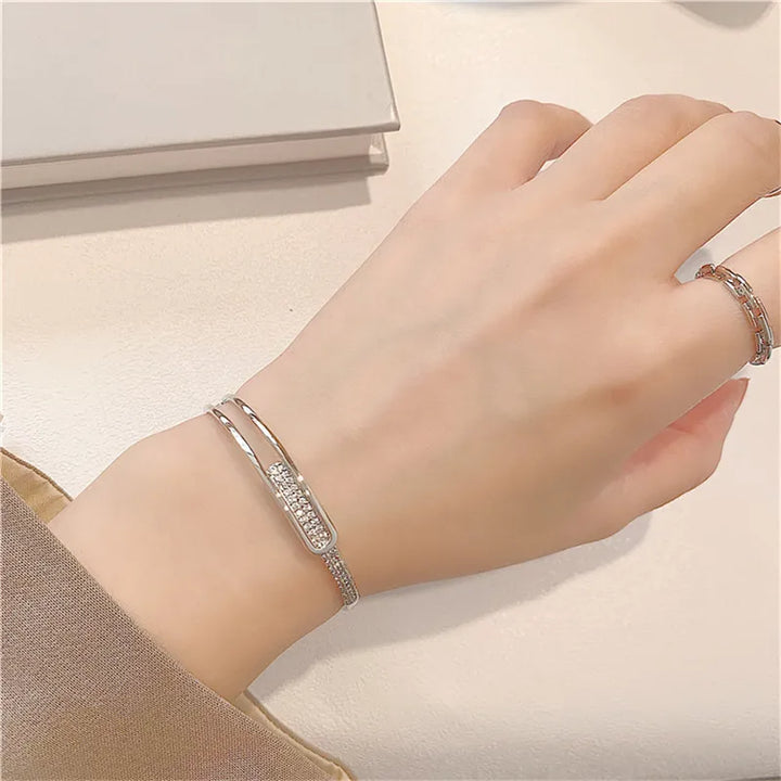 Lisslune | Open bracelet made of 925 sterling silver with zirconia