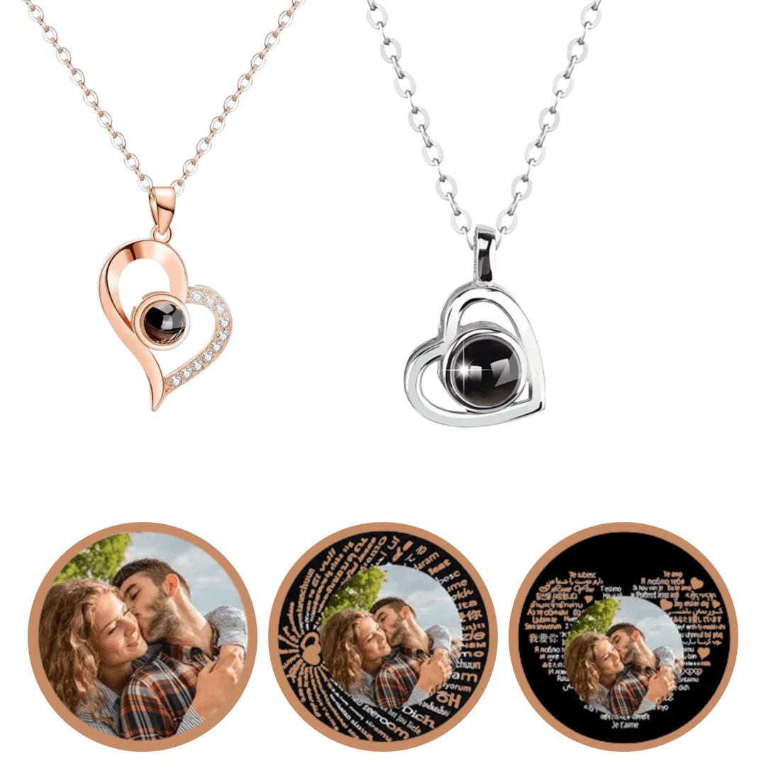 Lisslune | Photo projection chain with heart pendant and engraving