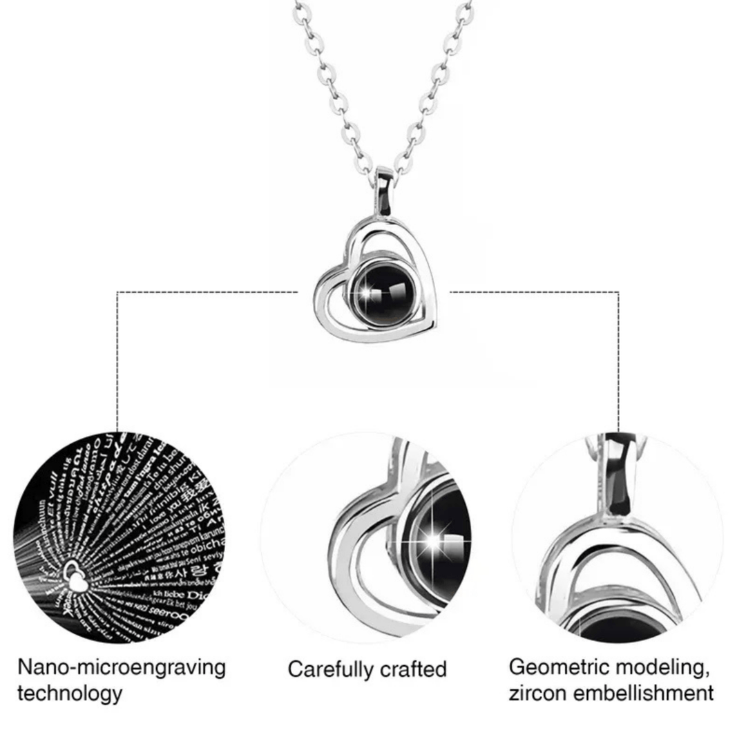 Lisslune | Photo projection chain with heart pendant and engraving