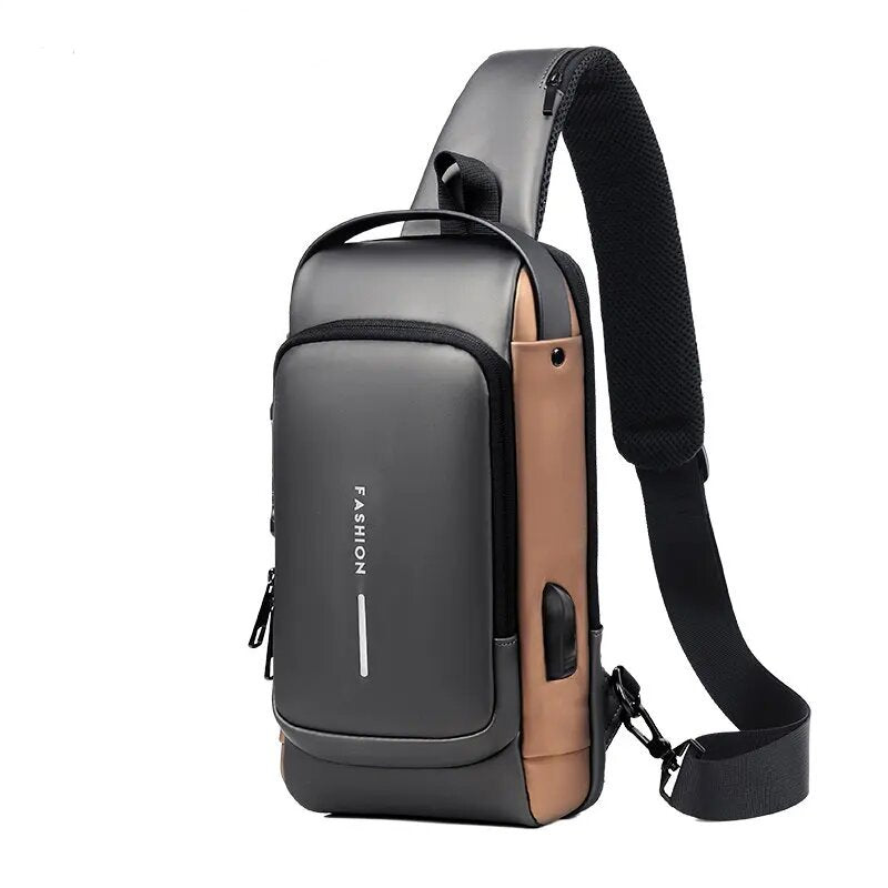 Lisslune | Men’s Bag with USB Charger – Anti-Theft Crossbody Chest Bag
