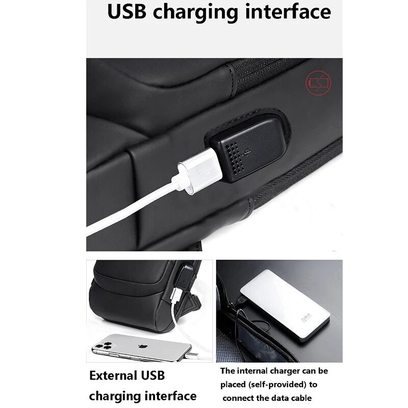 Lisslune | Men’s Bag with USB Charger – Anti-Theft Crossbody Chest Bag