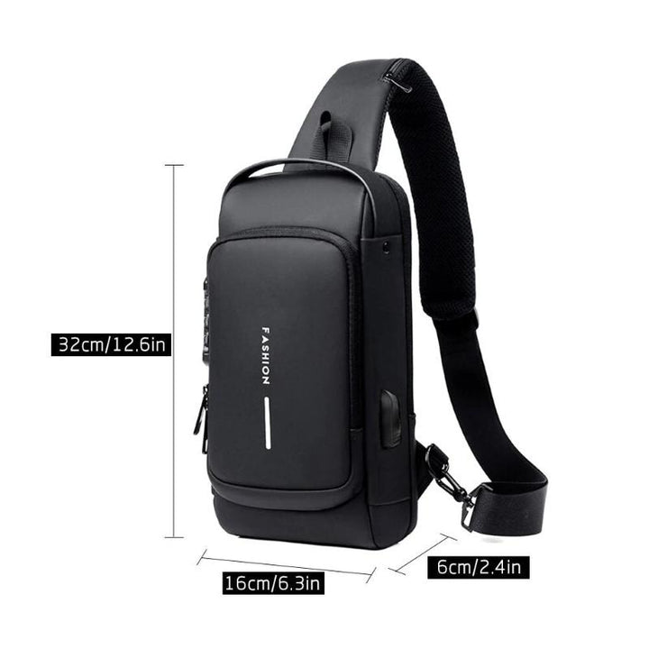 Lisslune | Men’s Bag with USB Charger – Anti-Theft Crossbody Chest Bag